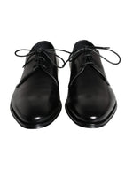 Dolce & Gabbana Black Calfskin Leather Derby Men Dress Men's Shoes