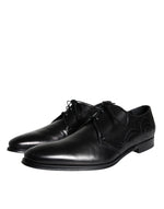 Dolce & Gabbana Black Calfskin Leather Derby Men Dress Men's Shoes