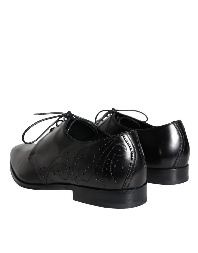 Dolce & Gabbana Black Calfskin Leather Derby Men Dress Men's Shoes