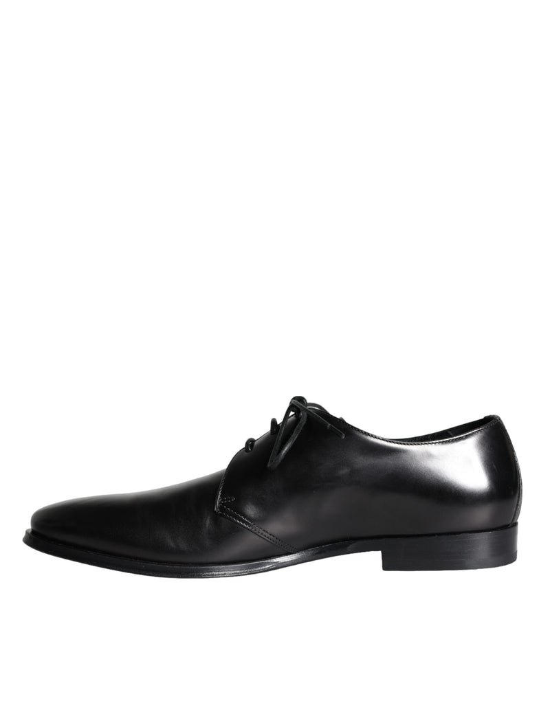 Dolce & Gabbana Black Calfskin Leather Derby Men Dress Men's Shoes