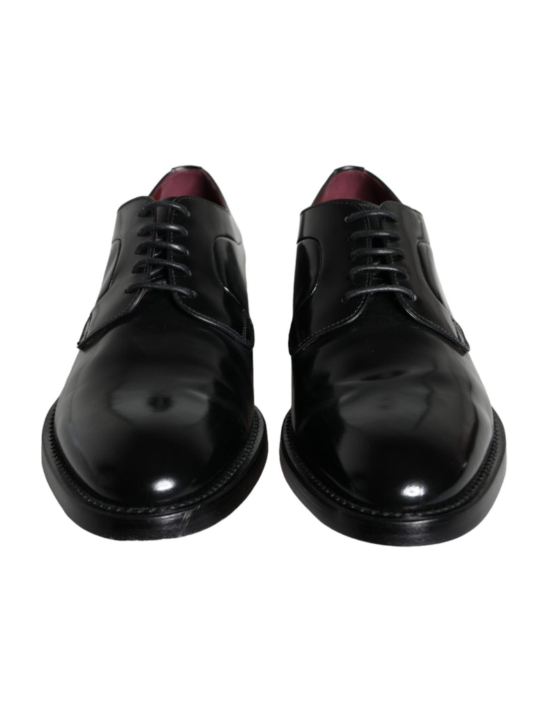 Dolce & Gabbana Black Calfskin Leather Derby Men Dress Men's Shoes