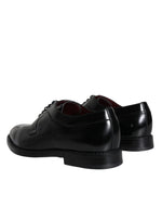 Dolce & Gabbana Black Calfskin Leather Derby Men Dress Men's Shoes