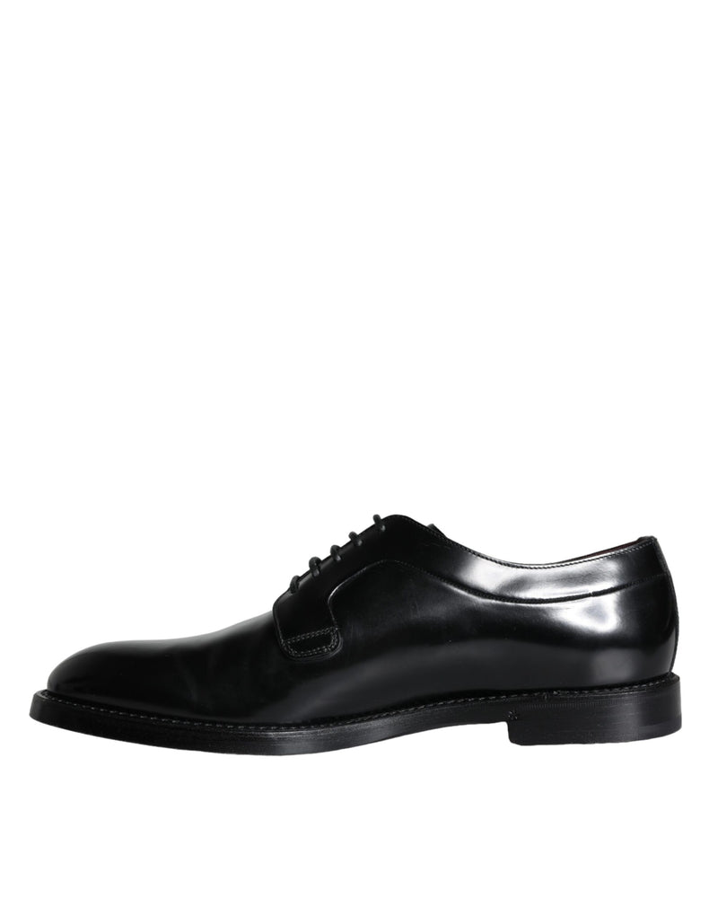 Dolce & Gabbana Black Calfskin Leather Derby Men Dress Men's Shoes