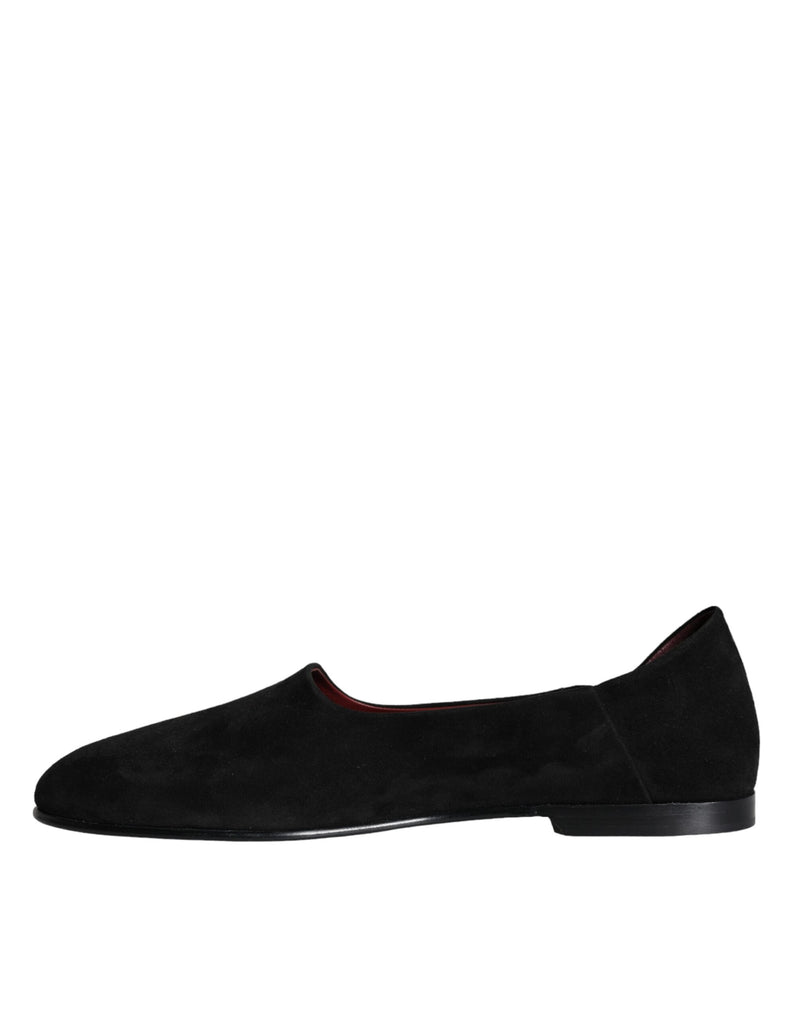 Dolce & Gabbana Black Suede Loafers Formal Slip On Men's Shoes