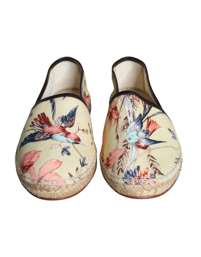 Dolce & Gabbana Beige Floral Canvas Espadrilles Slip On Men's Shoes