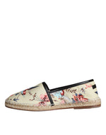 Dolce & Gabbana Beige Floral Canvas Espadrilles Slip On Men's Shoes