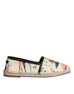 Dolce & Gabbana Beige Floral Canvas Espadrilles Slip On Men's Shoes