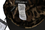 Dolce & Gabbana Black Leather Crystal Beads Gold Ribbon Fiddler Women's Cap