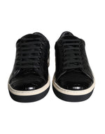 Dolce & Gabbana Black Leather Men Low Top Sneakers Men's Shoes