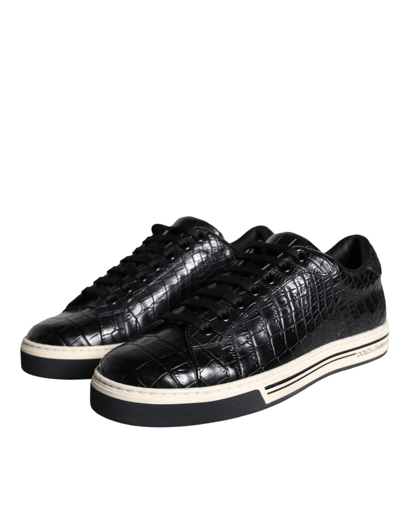 Dolce & Gabbana Black Leather Men Low Top Sneakers Men's Shoes