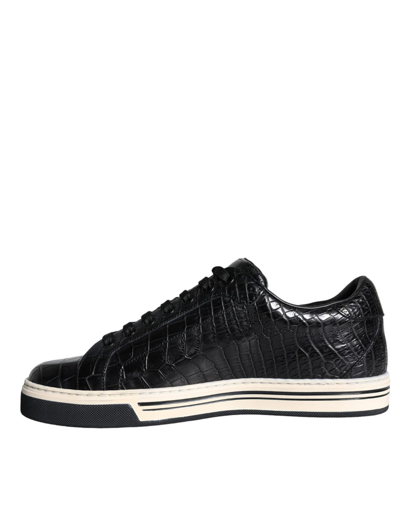 Dolce & Gabbana Black Leather Men Low Top Sneakers Men's Shoes