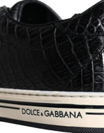 Dolce & Gabbana Black Leather Men Low Top Sneakers Men's Shoes