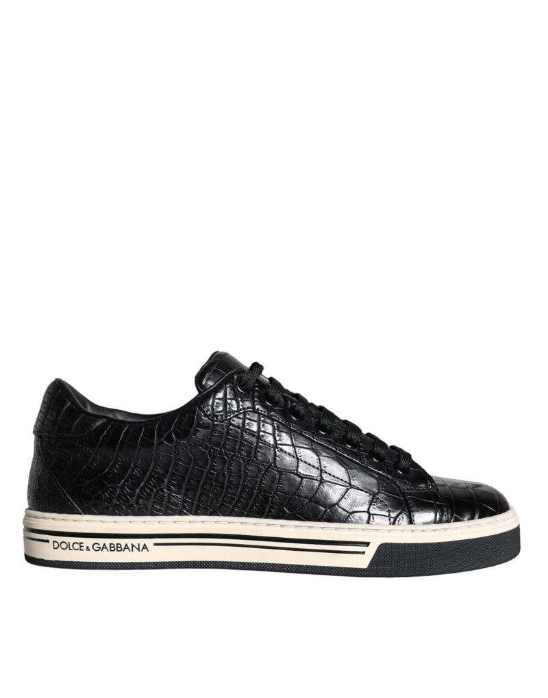 Dolce & Gabbana Black Leather Men Low Top Sneakers Men's Shoes