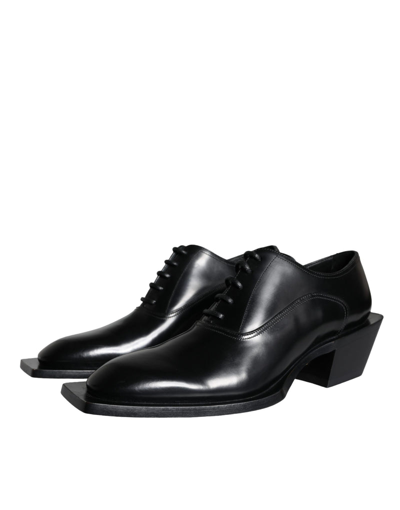 Dolce & Gabbana Black Calfskin Leather Derby Dress Men Men's Shoes