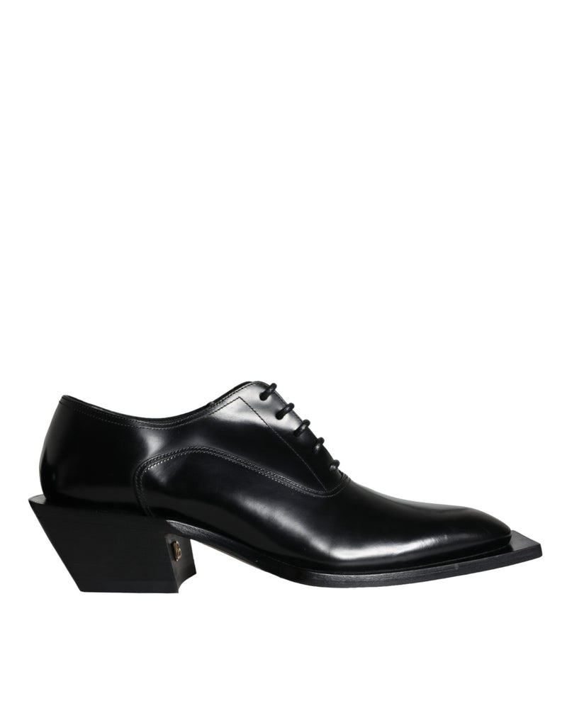 Dolce & Gabbana Black Calfskin Leather Derby Dress Men Men's Shoes