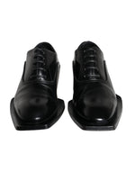 Dolce & Gabbana Black Calfskin Leather Derby Dress Men Men's Shoes (Pre-Owned)