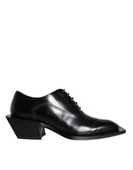 Dolce & Gabbana Black Calfskin Leather Derby Dress Men Men's Shoes (Pre-Owned)