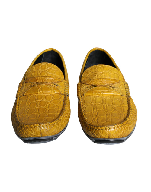 Dolce & Gabbana Yellow Leather Slip Mocassin Loafers Men's Shoes