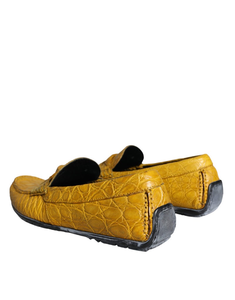 Dolce & Gabbana Yellow Leather Slip Mocassin Loafers Men's Shoes