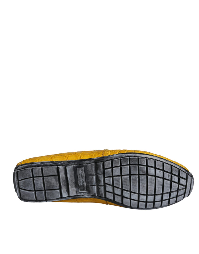 Dolce & Gabbana Yellow Leather Slip Mocassin Loafers Men's Shoes