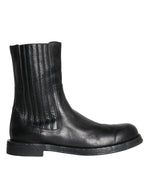 Dolce & Gabbana Black Horse Leather Mid Calf Boots Men Men's Shoes (Pre-Owned)