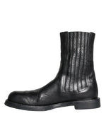 Dolce & Gabbana Black Horse Leather Mid Calf Boots Men Men's Shoes (Pre-Owned)