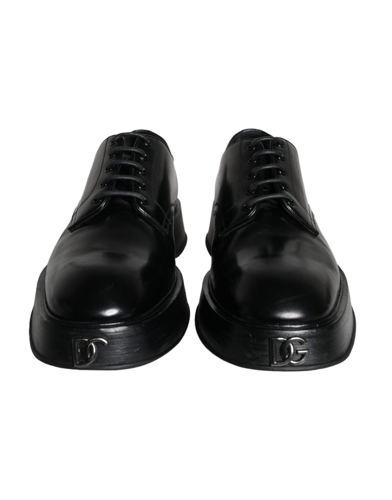 Dolce & Gabbana Black Calf Leather Derby Formal Dress Men's Shoes (Pre-Owned)