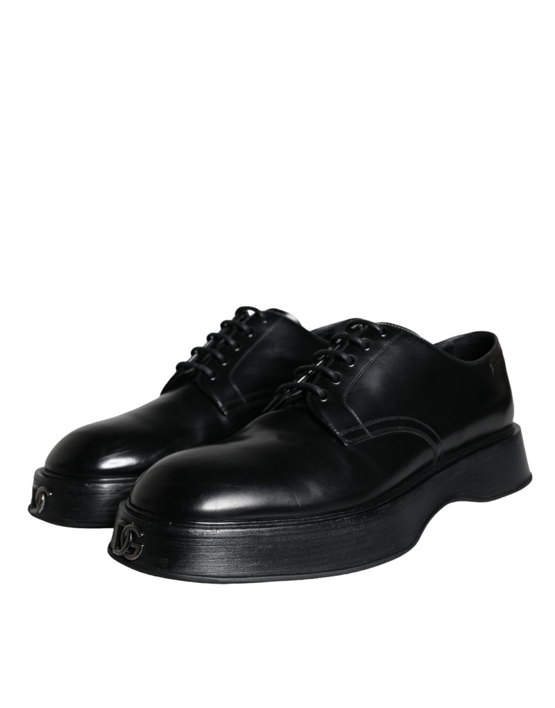 Dolce & Gabbana Black Calf Leather Derby Formal Dress Men's Shoes (Pre-Owned)