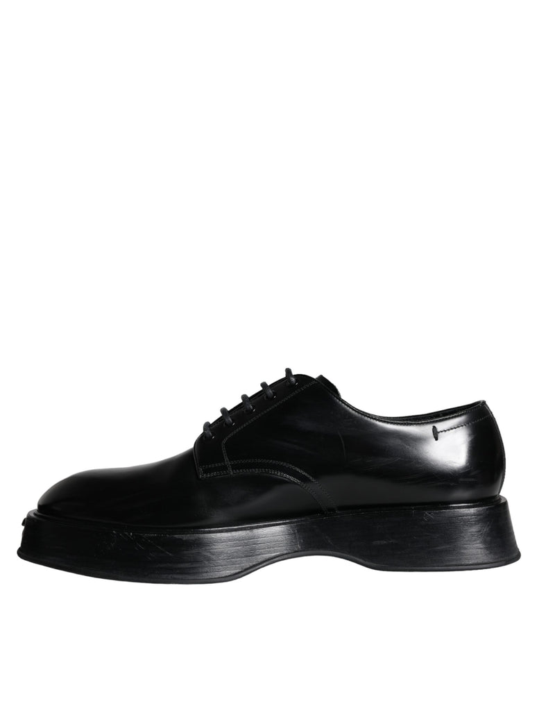 Dolce & Gabbana Black Calf Leather Derby Formal Dress Men's Shoes (Pre-Owned)