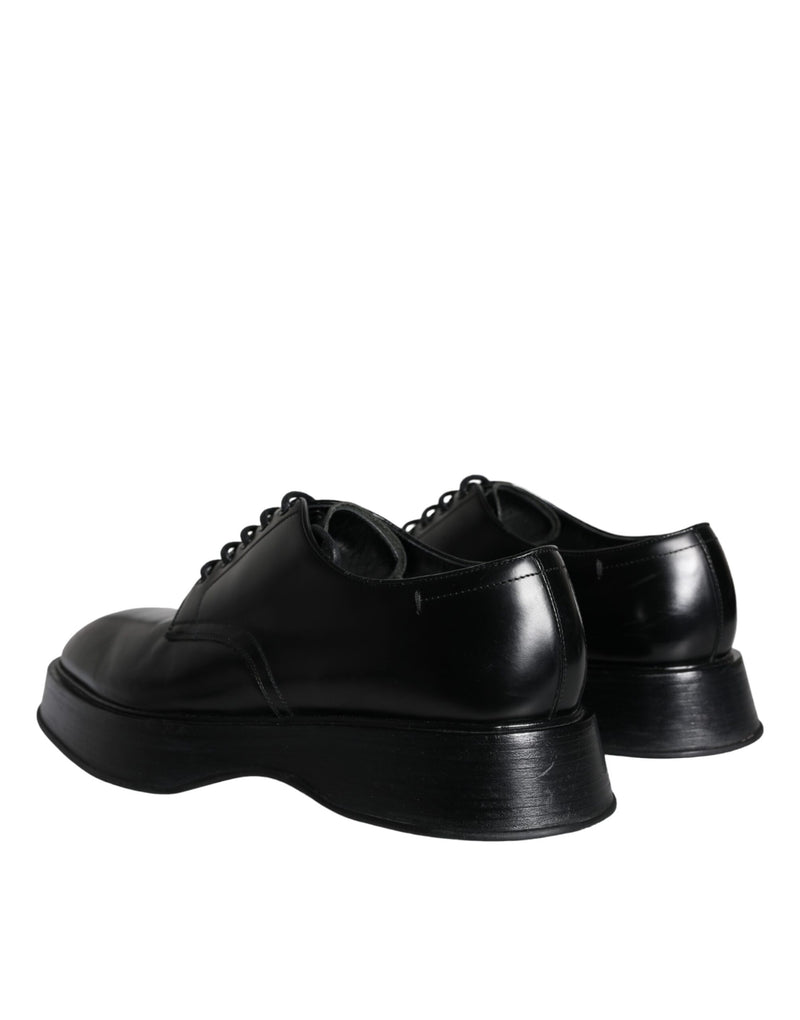 Dolce & Gabbana Black Calf Leather Derby Formal Dress Men's Shoes (Pre-Owned)