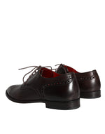 Dolce & Gabbana Brown Calfskin Leather Lace Up Oxford Men's Shoes (Pre-Owned)