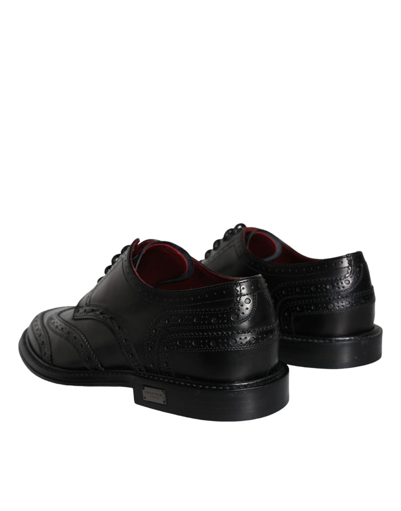 Dolce & Gabbana Black Leather Oxford Wingtip Formal Men Men's Shoes (Pre-Owned)