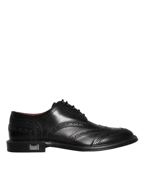 Dolce & Gabbana Black Leather Oxford Wingtip Formal Men Men's Shoes (Pre-Owned)