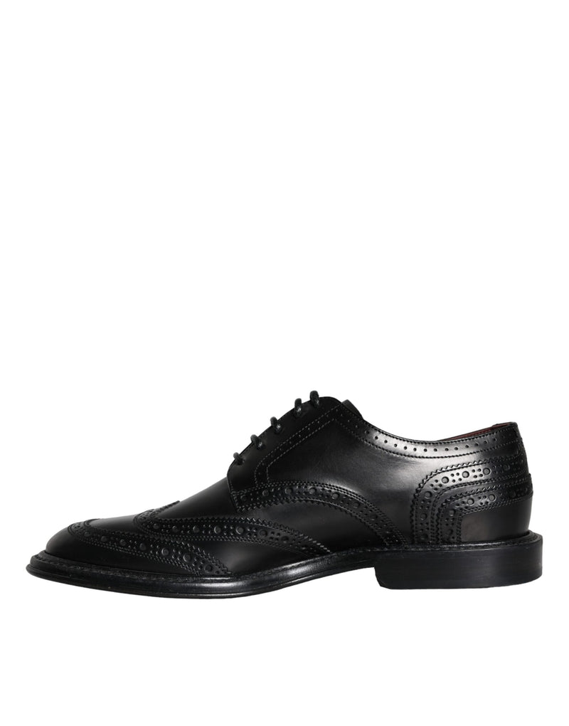 Dolce & Gabbana Black Leather Oxford Wingtip Formal Men Men's Shoes (Pre-Owned)