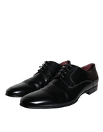 Dolce & Gabbana Black Leather Derby Formal Dress Men Men's Shoes (Pre-Owned)