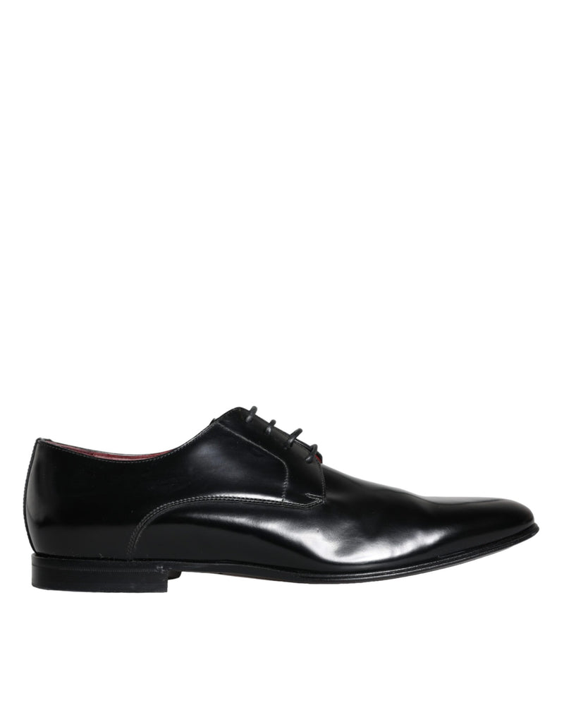 Dolce & Gabbana Black Leather Derby Formal Dress Men Men's Shoes (Pre-Owned)