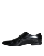 Dolce & Gabbana Black Leather Derby Formal Dress Men Men's Shoes (Pre-Owned)