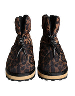 Dolce & Gabbana Brown Leopard Ankle Boots Padded Men's Shoes