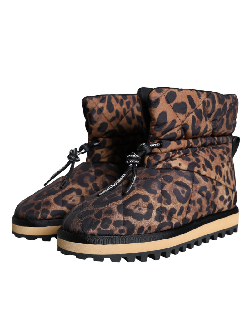 Dolce & Gabbana Brown Leopard Ankle Boots Padded Men's Shoes