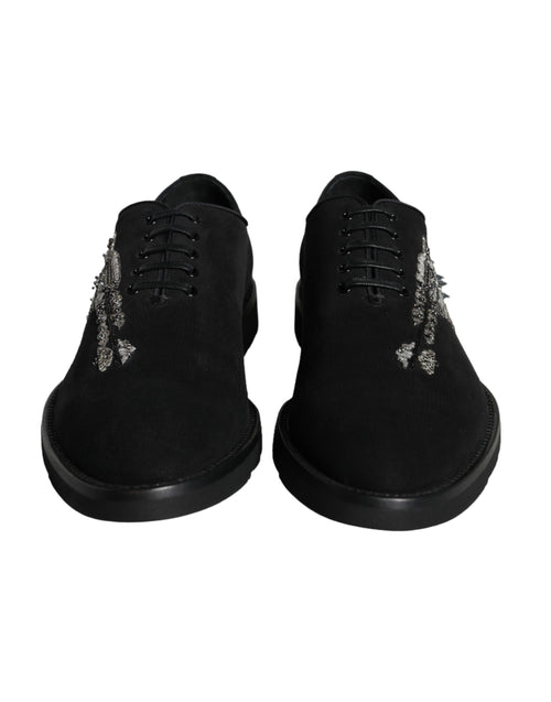 Dolce & Gabbana Black Suede Sicilia Lace Up Formal Men's Shoes