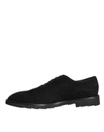 Dolce & Gabbana Black Suede Sicilia Lace Up Formal Men's Shoes