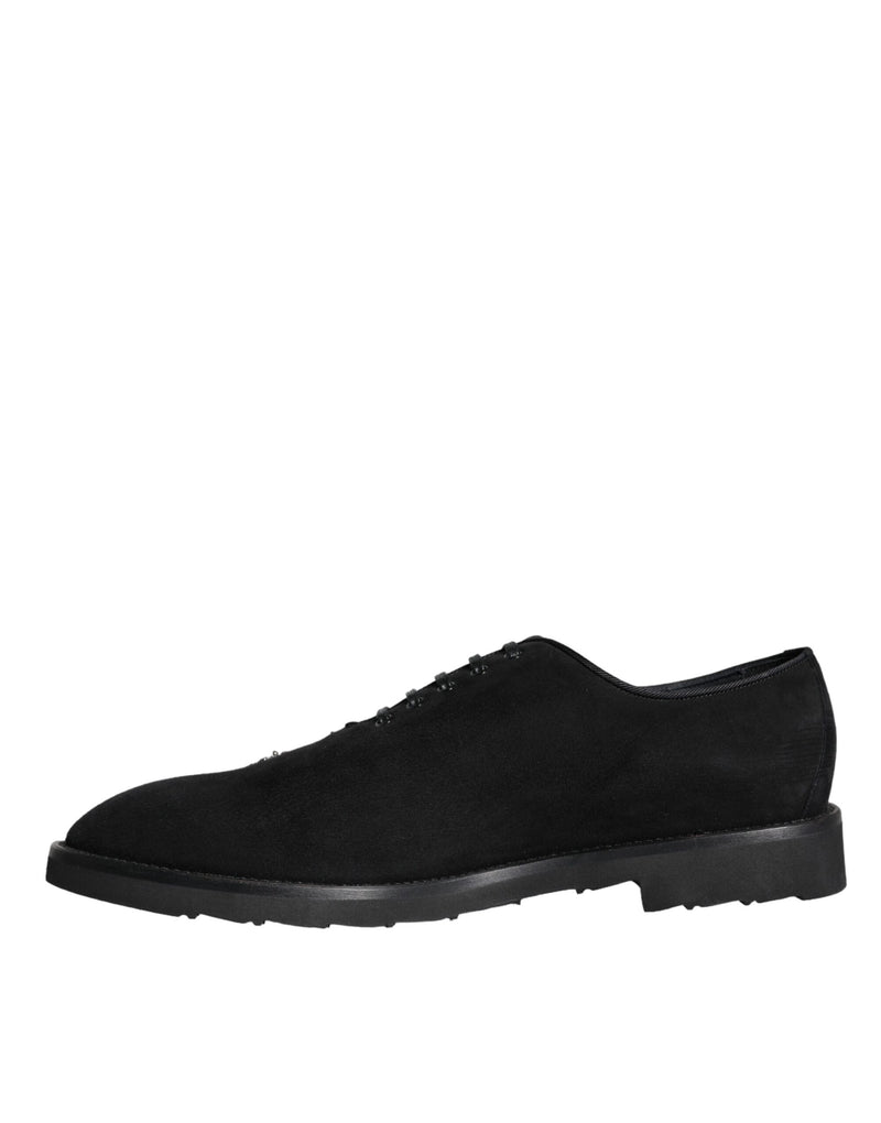 Dolce & Gabbana Black Suede Sicilia Lace Up Formal Men's Shoes