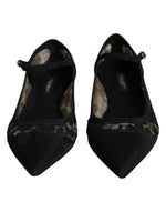 Dolce & Gabbana Black Taormina Lace Bellucci Flats Women's Shoes