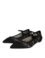 Dolce & Gabbana Black Taormina Lace Bellucci Flats Women's Shoes