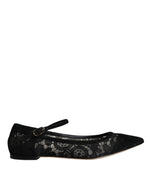 Dolce & Gabbana Black Taormina Lace Bellucci Flats Women's Shoes