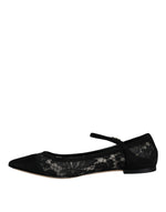 Dolce & Gabbana Black Taormina Lace Bellucci Flats Women's Shoes