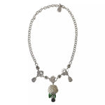 Dolce & Gabbana Silver Brass Clear Crystal Roses Pendants Women's Necklace