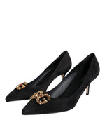 Dolce & Gabbana Black Amore Suede Bellucci Heels Pumps Women's Shoes (Pre-Owned)