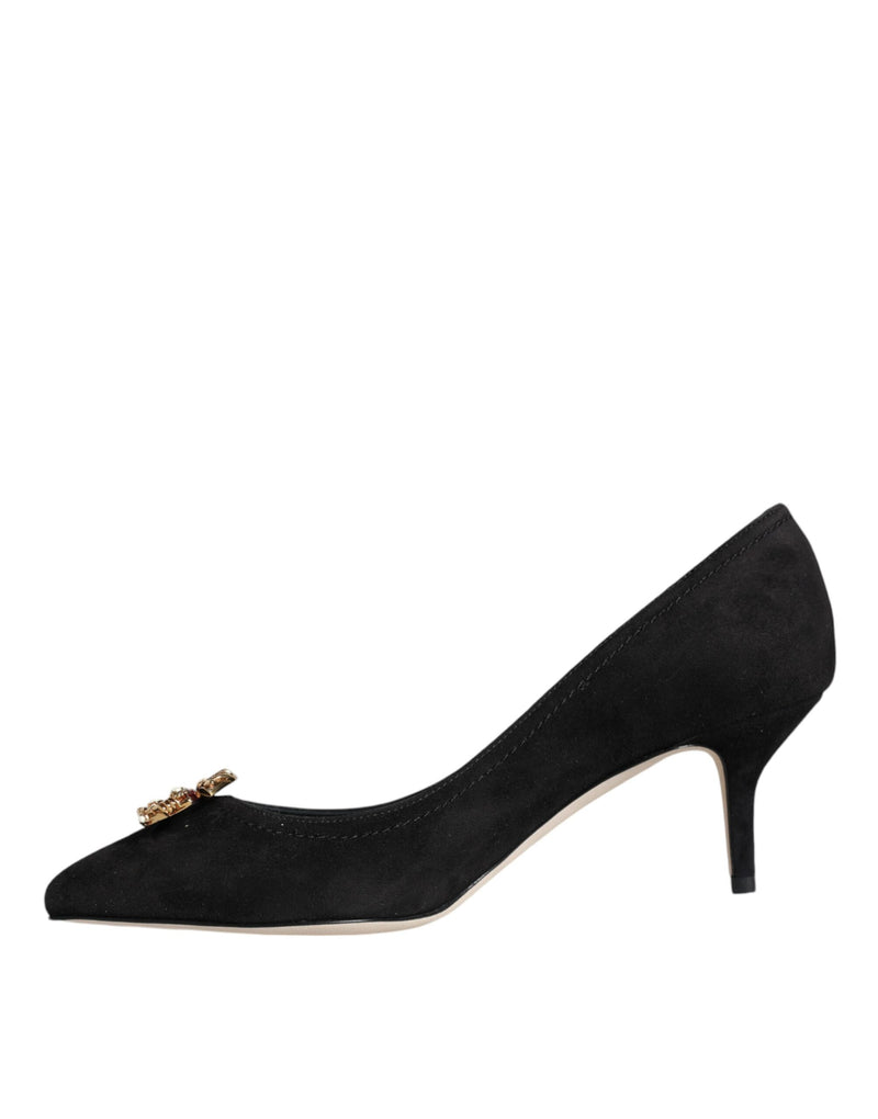 Dolce & Gabbana Black Amore Suede Bellucci Heels Pumps Women's Shoes (Pre-Owned)