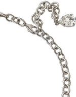 Dolce & Gabbana Silver Brass Clear Crystal Roses Pendants Women's Necklace